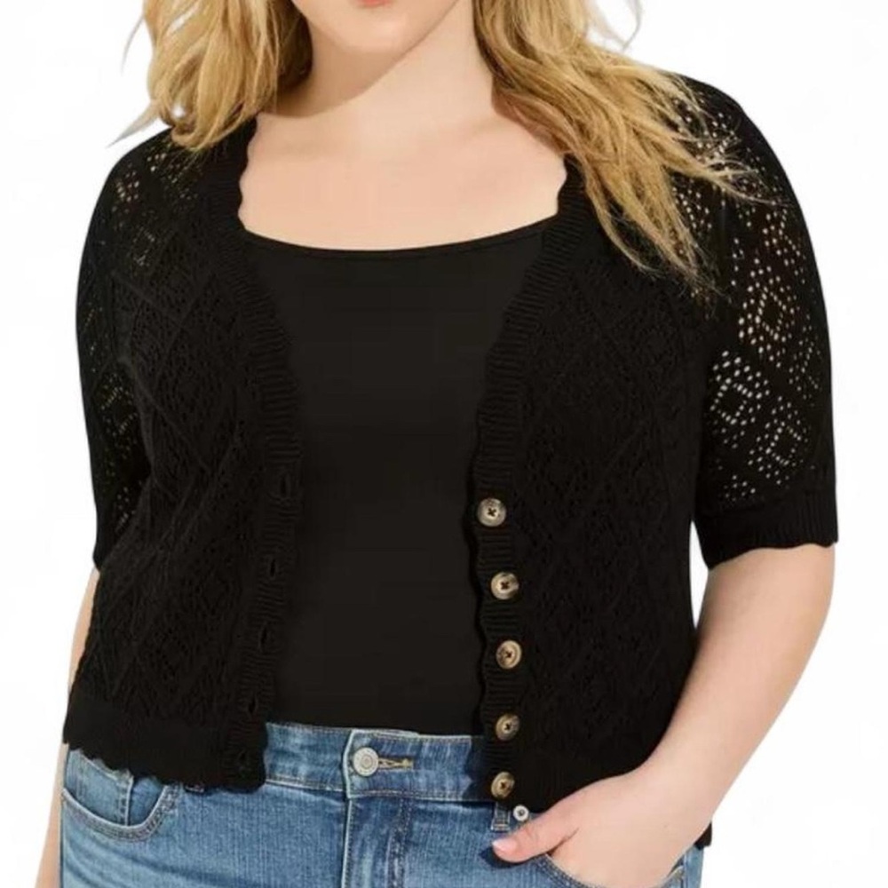 Torrid Black Knit Cardigan with Button Detail